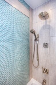 Tile shower interior- frameless shower doors tucson